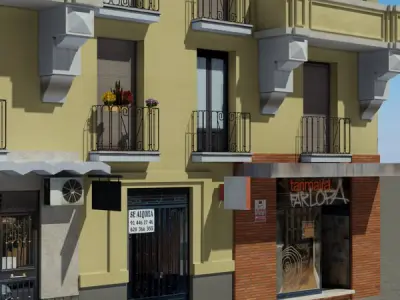 Building apartment with roof Low-poly 3D model