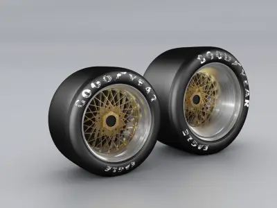 Wheels Collection tire and rim with button 3D model