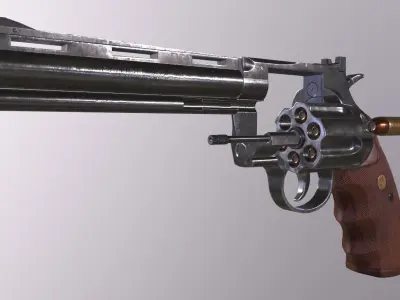 PBR Colt Python 357 Magnum Revolver Mid-poly game ready Low-poly 3D model