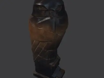 Owl Wood Statue Game Ready PBR Free low-poly 3D model