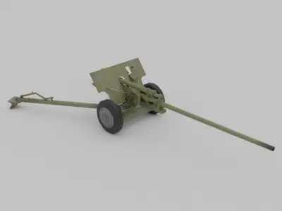  ZIS-2 57 mm anti-tank Low-poly 3D model
