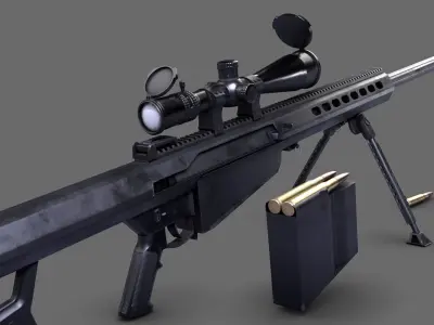 Barrett M107A1 sniper rifle  Low-poly 3D model
