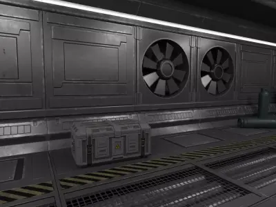 Space Ship Hallway Low-poly 3D model