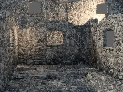 Old castle wall part B Low-poly 3D model