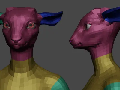 Furry Goat Girl base mesh - COMMERCIAL LICENCE Low-poly 3D model