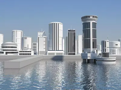 Low Poly Modern Building Set 01 3D Model Collection