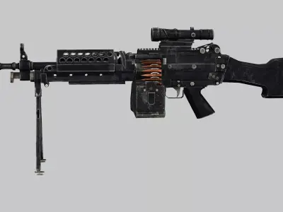 Sig Sauer Machine Gun M249 Saw3 Low-poly 3D Model Low-poly 3D model
