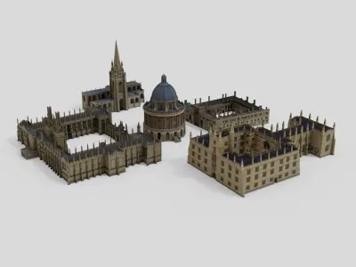 Oxford University buildings with St Mary 3D model