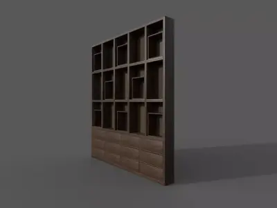 CupBoard bookcase Free low-poly 3D model