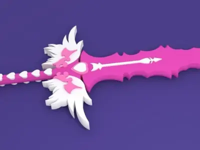 Pink Fairy Love Sword 3D Model Low-poly 3D model