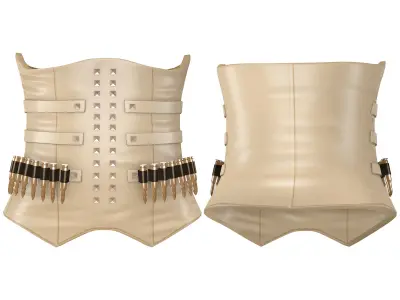 Female Military Camouflage Bodysuit Vest Boots Hat Outfit Low-poly 3D model