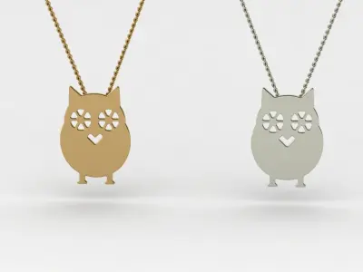 minimalist animal owl pendant Free 3D print model