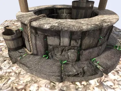 detailed medieval water well 3D model