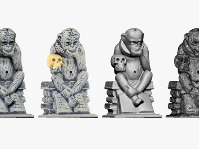 001252 statue of monkey to be or not to be 3D model