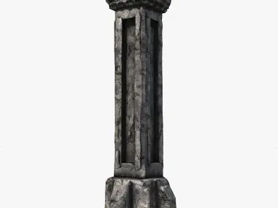 Stone column 4 Low-poly 3D model