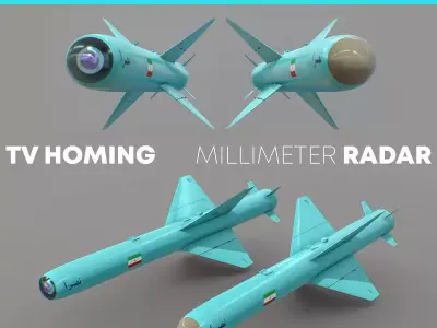 NASR-1 Iranian Anti-Ship Cruise Missile Low-poly 3D model