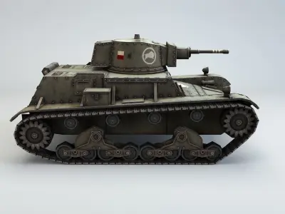 Low Poly 7TP light tank Low-poly 3D model