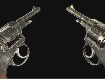 PBR Nagant Revolver Low-poly 3D model