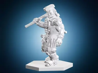 Sylvester Einzelkampfer Futuristic Mercenary With Hammer 3D print model