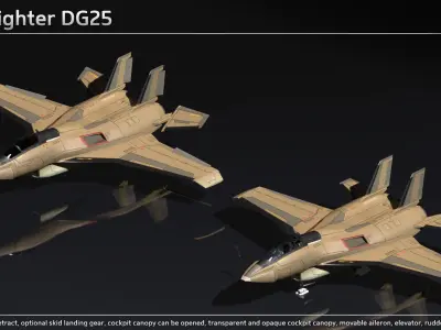 Scifi Fighter DG25 Low-poly 3D model