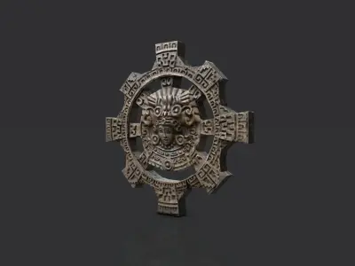 Ancient carved wall artifact Low-poly 3D model