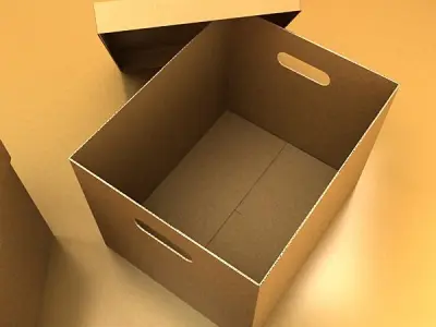 Photorealistic Cardboard Banker Box High Res 3D model