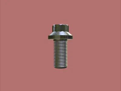Steel Stained M5 12 Point Bolt 4K PBR 3D model