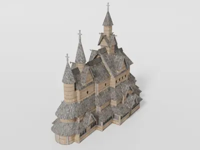 Medieval Stave Church 3D model