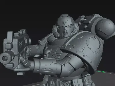 Blue Power Armor Sci Fi Warrior STL Miniature Figure 3D print model