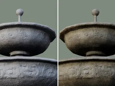 Ancient Big Concrete Fountain old water Low-poly 3D model