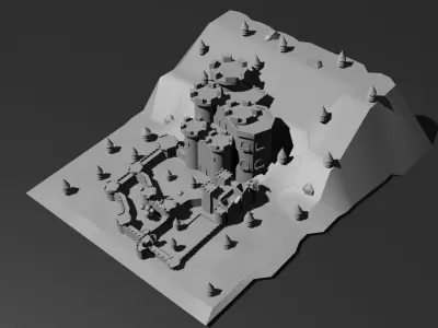 Low Poly Castle 4 Low-poly 3D model