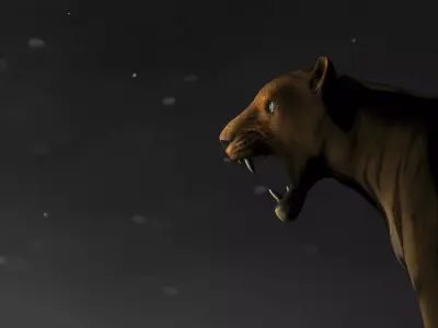 tiger lion in night Low-poly 3D model