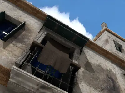 Old High-Quality 3D Colonial House Low-poly 3D model