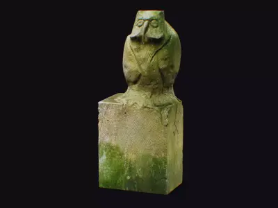 Stone Old Mythical Owl Statue Art Animal Sculpture Georgian 3D model