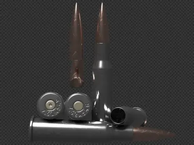 762x54R Cartridge Low-poly 3D model