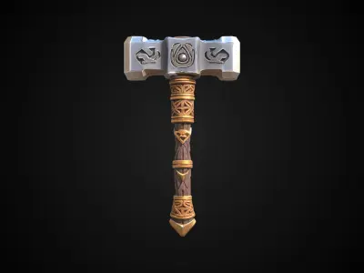 Stylized Dwarf Sword - Stonegrip - Game Ready Free 3D model