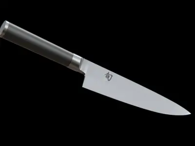 Shun Chefs Knife steel brushed Low-poly 3D model