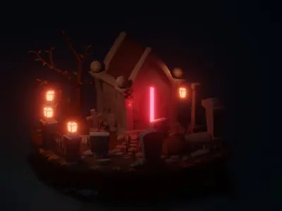 Exterior Building Haunted House high-poly Free 3D model