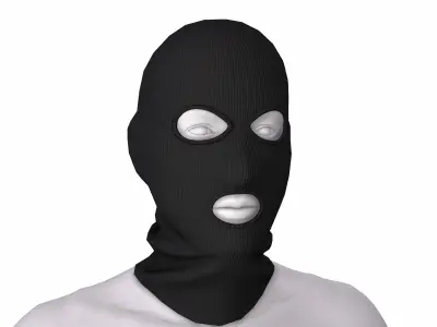 Balaclava mask black game ready Low-poly 3D model