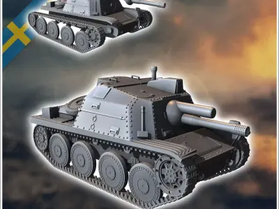 Stormartillerivagn Sav m43 Swedish assault gun - miniatures tabl 3D print model