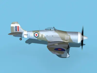 Hawker Tempest MKII V01 RAF 3D model