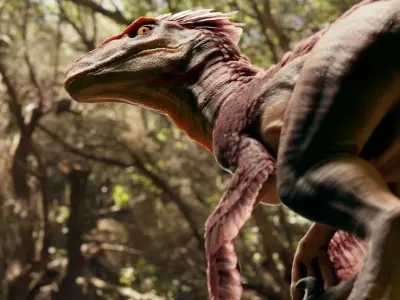 Feathered Raptor - Rigged - Blender  Low-poly 3D model