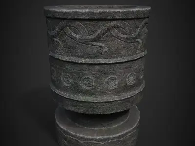 OLD STONE FIRE POTLOWPOLY GAME ASSET Low-poly 3D model