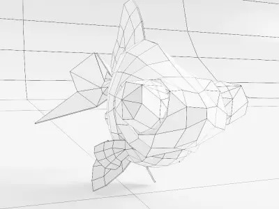 Telescope goldfish low poly toon 3d model  Low-poly 3D model