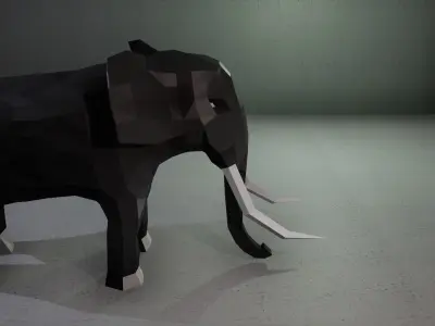 Low Poly Elephant - Rigged  Low-poly 3D model