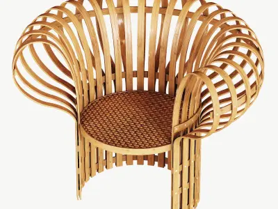Armchair made of bent and woven bamboo Free 3D model