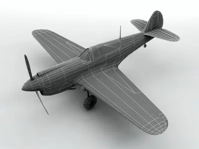 P40-E Warhawk Aircraft Low-poly 3D model