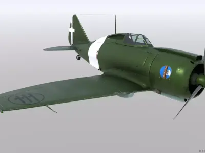 Re2000 Falco I - Catapult version - Not rigged Low-poly 3D model