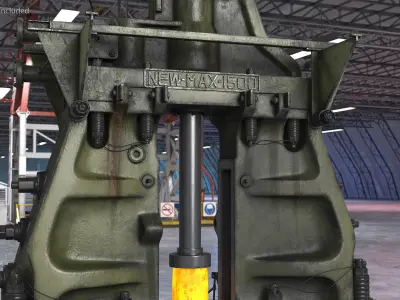 Pneumatic Forging Hammer Machine Old 3D model