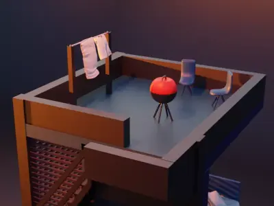 Duplex Apartment Low-poly 3D model